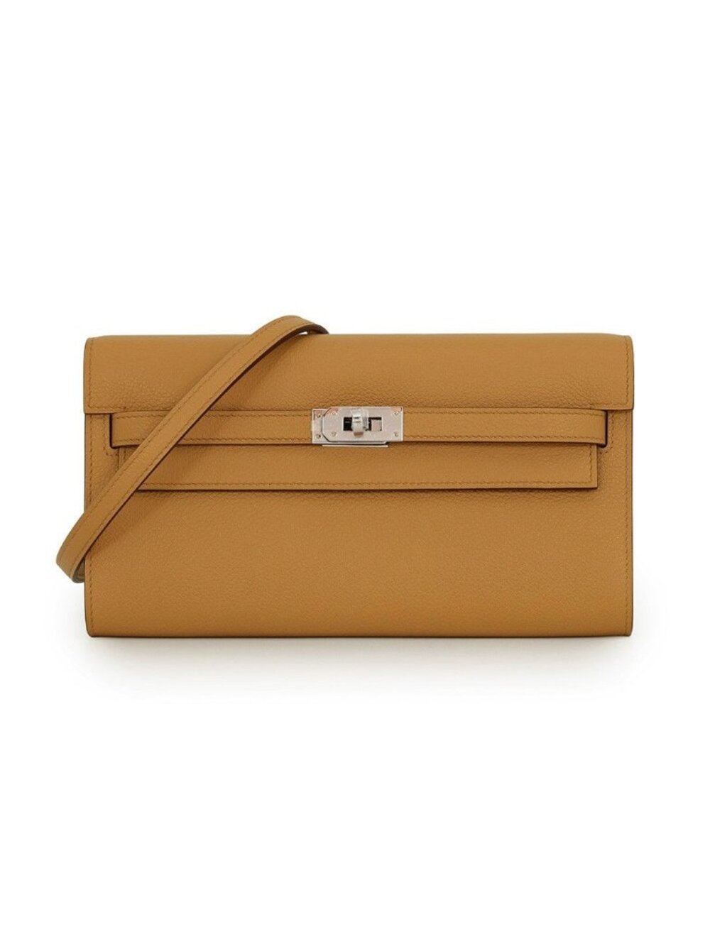 Hermes Kelly Wallet Long to Go Sesame Silver Evercolor